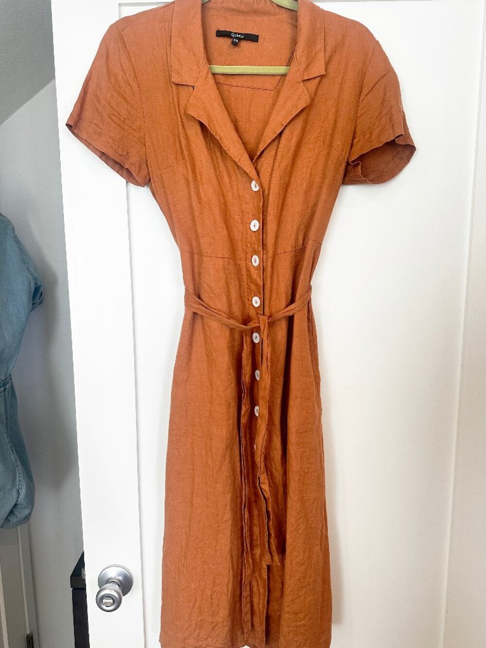 100% European Linen Button Front Dress XS - Picture 7 of 9